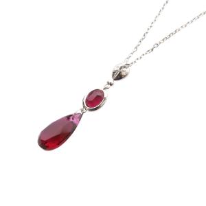 SWAROVSKI クリスタル ネックレス ペンダント シルバー色 赤 レッド /SR12