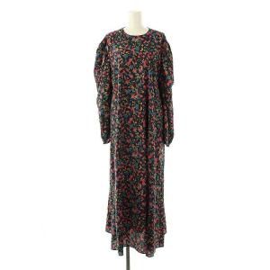 24AW アンティークフラワー ワンピース 花柄 黒 マルチカラー /MI OS