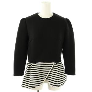 ボーダー切替 ペプラムトップス チュニック 36 黒 白 /MI OS