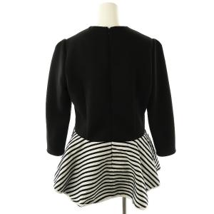 BORDERS at BALCONY ボーダー切替 ペプラムトップス チュニック 36 黒 白 /MI OS