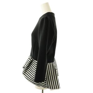 BORDERS at BALCONY ボーダー切替 ペプラムトップス チュニック 36 黒 白 /MI OS