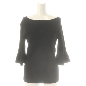 COMPACT CREPE RUFFLE SLV TOP リブトップス ニット カットソー 七分袖 S