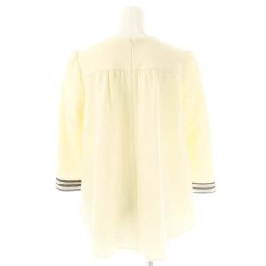 BORDERS at BALCONY ウールペプラム七分袖トップス カットソー プルオーバー 36 アイボリー ブラック オフホワイト /DO