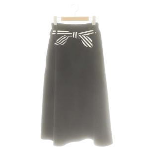 ツイルリボン フレアスカート 38 黒 白 /MI OS