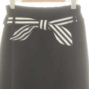 BORDERS at BALCONY ツイルリボン フレアスカート 38 黒 白 /MI OS