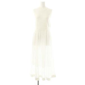 24SS ラメシアープリーツワンピース ロング ノースリーブ 36 ホワイト /DO OS