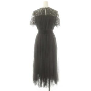 GRACE CONTINENTAL 25SS チュールプリーツドレス ワンピース ロング 半袖 36 チャコールグレー /DO OS