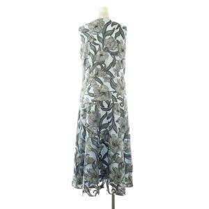 GRACE CONTINENTAL 23AW フラワー刺繍ミディドレス ワンピース 36 スモークブルー