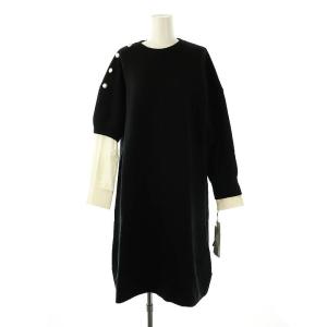 23AW シャツレイヤードニットワンピース 36 ブラック ホワイト /ES OS