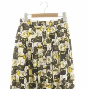 Grace Class 24AW バッグモチーフプリーツスカート フレア 36 黒 白 黄色 /MI OS