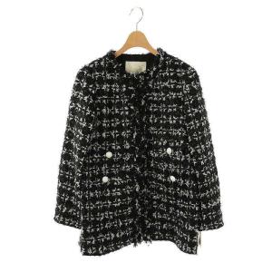 24AW Tweed ジャケット ラメ 38 ブラック ホワイト