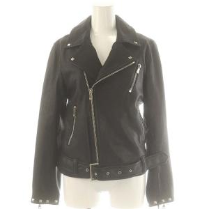 スタッズライダースジャケット レザー 羊革 36 黒 /MI OS