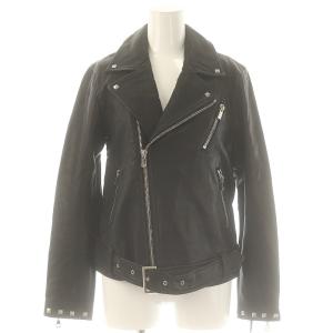 スタッズライダースジャケット レザー 羊革 36 黒 /MI OS