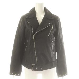 スタッズライダースジャケット レザー 羊革 36 黒 /MI OS