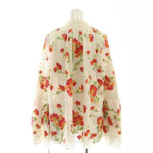 GRACE CONTINENTAL 23SS フラワー刺繍トップ ブラウス 長袖 36 ホワイト /HK OS