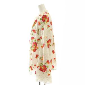 GRACE CONTINENTAL 23SS フラワー刺繍トップ ブラウス 長袖 36 ホワイト /HK OS