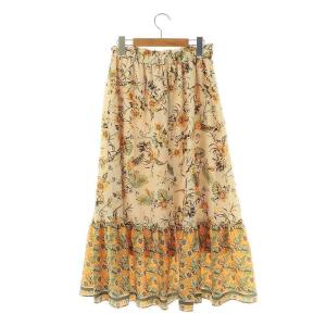 GRACE CONTINENTAL サマーフラワープリントスカート フレアスカート ロング 38 ベージュ オレンジ /DF OS SH