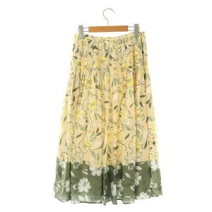 GRACE CONTINENTAL フラワープリントプリーツスカート ロング 38 ベージュ マルチカラー /DF OS SH