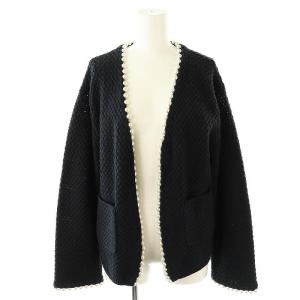 パール付ニットジャケット ノーカラー 2 ネイビー /HK OS