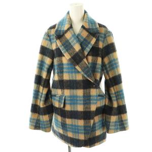 23AW シャギーオーバージャケット チェック 0 ベージュ ブルー /HK OS