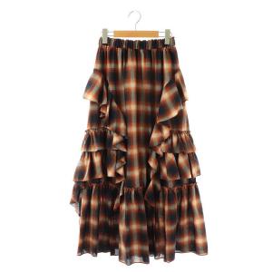 24AW コットンラッフルティアードスカート ロング F ネイビー ブラウン /SS OS