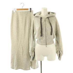 24SS セットアップ スウェット ジップアップパーカー フレアスカート F グレー /DO OS