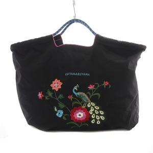Ball&Chain 花柄 孔雀 トートバッグ エコバッグ ナイロン 黒 ブラック /SB OS