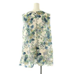 Theory BOTANICAL PRINT TRIANGLE SHELL ブラウス ノースリーブ 総柄 M 白 ホワイト