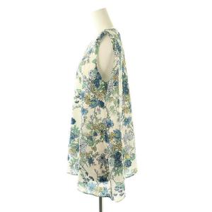 Theory BOTANICAL PRINT TRIANGLE SHELL ブラウス ノースリーブ 総柄 M 白 ホワイト