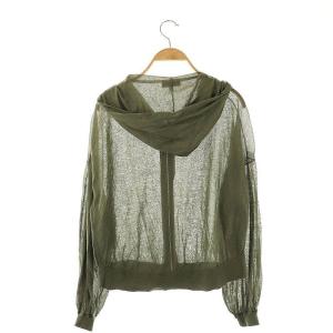 Theory SHEER COTTON SHEER HOODIE パーカー ジップアップ 薄手 S カーキ /AT OS