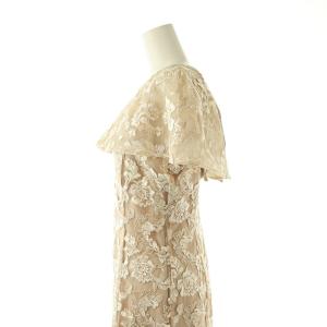 CELFORD フラワー刺繍ケープワンピース ロング リボン 36 ライトベージュ /DF OS