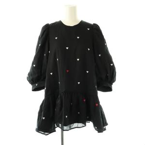 ×THE HANY ハートトップス 7部丈 ブラウス 1 黒 ブラック /SS OS