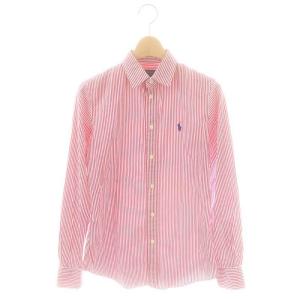 custum fit ストライプシャツ 長袖 2 ラズベリーピンク ホワイト /ES OS