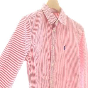 POLO RALPH LAUREN custum fit ストライプシャツ 長袖 2 ラズベリーピンク ホワイト /ES OS
