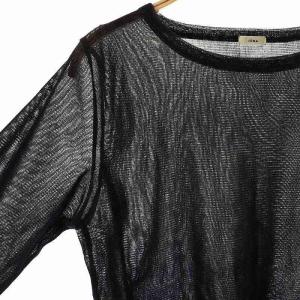 IENA 24AW ラメフロッキーチュールロングスリーブプルオーバー カットソー シアー ダークネイビー /DO