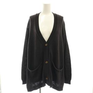 テープヤーンニットカーディガン 長袖 Vネック F グレー /AT OS