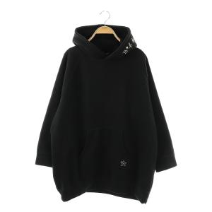 WS10 HOODIE ニューモコモコエンブロイダリーフーディー スウェット チュニック 38 ブラック