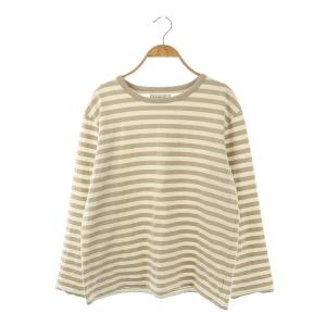 TS ボーダーTシャツ 長袖 ロンT カットソー 3 グレージュ オフホワイト J008 /DO OS