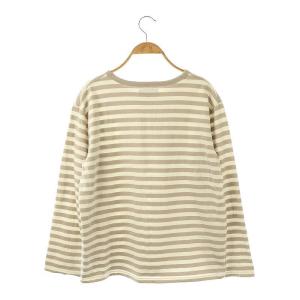 agnes b. TS ボーダーTシャツ 長袖 ロンT カットソー 3 グレージュ オフホワイト J008 /DO OS