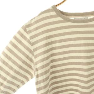 agnes b. TS ボーダーTシャツ 長袖 ロンT カットソー 3 グレージュ オフホワイト J008 /DO OS