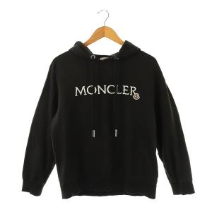 HOODIE パーカー プルオーバー ロゴ刺繍 S ブラック