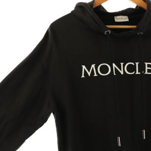 MONCLER HOODIE パーカー プルオーバー ロゴ刺繍 S ブラック