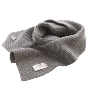 ロゴ マフラー カシミヤ混ウール グレー 5FS048