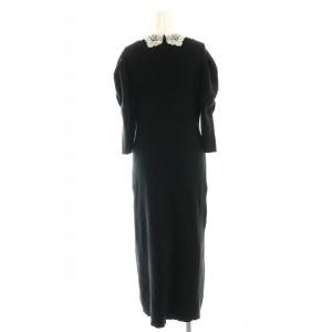 CELFORD エンブロイダリーヨークニットワンピース マキシ ロング 七分袖 36 黒 ブラック /AT OS