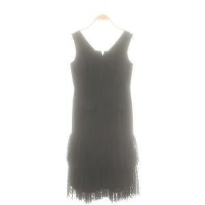 ドットチュールコンビドレス ワンピース ロング ノースリーブ 36 ブラック /DF OS