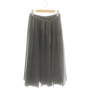23AW フェイクレザー プリーツスカート ロング 36 S ブラック /SY OS