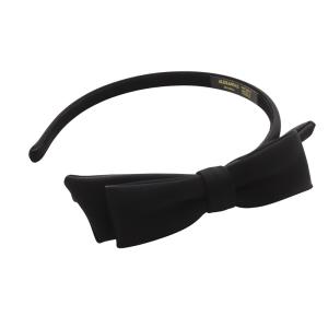 サテンリボン カチューシャ 黒 ブラック /SR19