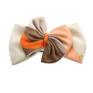 リボンバレッタ ロゴ べージュ 茶色 ブラウン /SR11