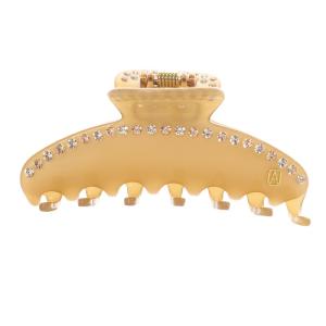 クリスタル ヘアクリップ ロゴ 茶色 ブラウン /SR10