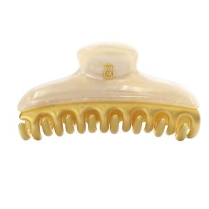 ヘアクリップ ロゴ べージュ ゴールド色 /SR9